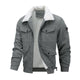 Men's Casual Lapel Corduroy Thickened Lambswool Multi-Pocket Zipper Jacket