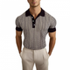 Men's Retro Contrast Print Lapel Slim Short Sleeve Polo Shirt