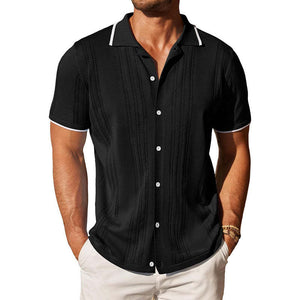 Men's Knitted Single-Breasted Short-Sleeved Polo Shirt