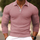 Men's Solid Color Lapel Slim Fit Long Sleeve Polo Shirt