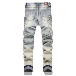 Men's Punk Patchwork Ripped Stretch Jeans