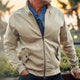 Men's Vintage Khaki Stand Collar Zip-Up Jacket