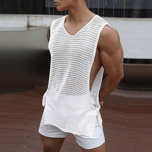 Men's Casual Round Neck Hollow Breathable Knitted Tank Top