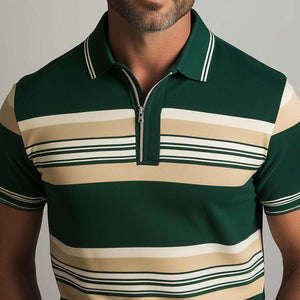 Men's Spring Fashion Contrast Print Short Sleeve Polo Shirt