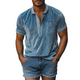 Men's Spring Fashion Deep V-Neck Sexy Lace Stitching Velvet Short-Sleeved POLO Shirt