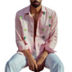 Men's Fun Cactus Embroidered Long Sleeve Shirt