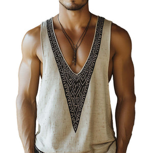 Men's Simple Printed V-Neck Tank Top