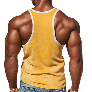 Men's Summer Fashion Personality Leisure Deep V-neck Bright Color Stitching Suede Tank Top