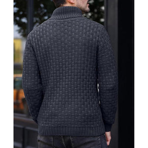 Men's Casual Jacquard Knit Lapel Sweater