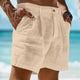 Men's Linen Solid Color Summer Shorts Beach Shorts