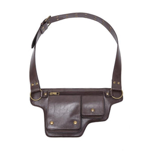 Men's Outdoor Sports Zipper Adjustable Leather Waist Bag