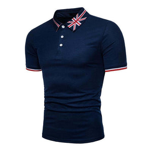 Men's British Embroidered Lapel Short Sleeve POLO Shirt