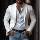 Men's Fashion Solid Color Dralon Notch Lapel Two Buttons Casual Blazer