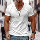 Men's Solid Color Casual V-neck Cotton Short-sleeved T-shirt
