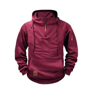 Men's Solid Zip-Up Hoodie Raglan Sleeve Sweatshirt
