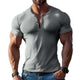 Men's Solid Color Cotton Blend V-neck Short-sleeved T-shirt