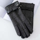 Men's Plaid Plush Warm Touch Screen PU Leather Gloves