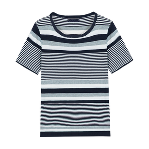 Men's Spring And Summer Casual Horizontal Stripe Knit Short Sleeve T-Shirt