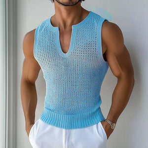 Men's Retro Casual Knit V-Neck Tank Top
