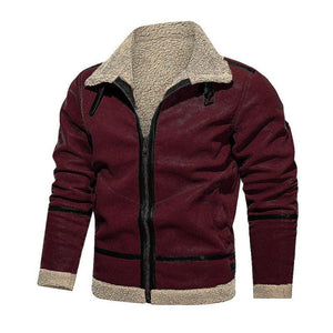 Men's Vintage Suede Lambswool Warm Lapel Zipper Loose Jacket