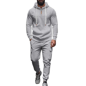 Men's Loose Sports Hooded Sweatshirt And Pants Set