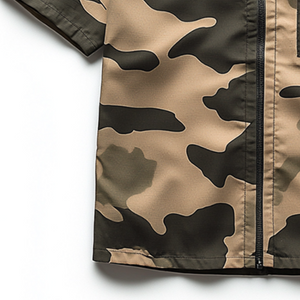 Men's Retro Casual Camouflage Print Lapel Zipper Short Sleeve Shirt