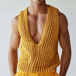 Men's Vintage Casual Solid Knit Tank Top