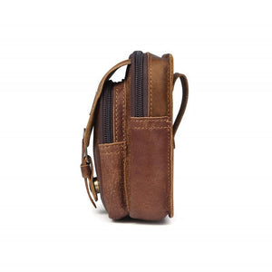 Men's Outdoor Leather Zipper Wear-resistant Waist Bag