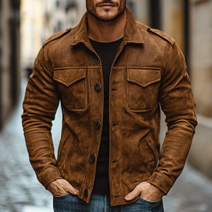 Men's Vintage Casual Suede Button Pocket Jacket
