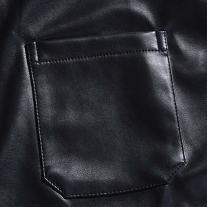 Men's Classic Casual Slim Fit Leather Long Sleeve Shirt