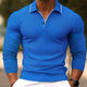 Men's Solid Color Lapel Slim Fit Long Sleeve Polo Shirt