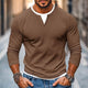 Men's Casual Color Matching Fake Two-Piece Double-Layer V-Neck Long-Sleeved T-Shirt