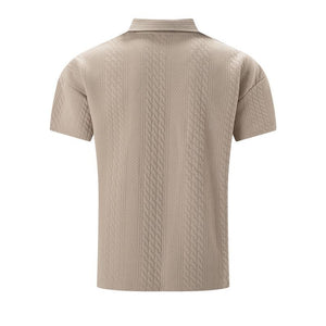Men's Jacquard Texture Short-Sleeved Polo Shirt