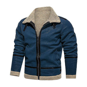 Men's Vintage Suede Lambswool Warm Lapel Zipper Loose Jacket