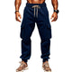 Men's Solid Color Plush Elastic Waist Multi-pocket Sports Pants