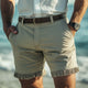 Men's Summer Retro Light Green Tassel Patchwork Shorts
