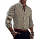 Men's Casual Striped Cotton Lapel Slim Fit Long Sleeve Shirt