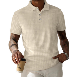 Men's Textured Striped Short-Sleeved POLO Shirt