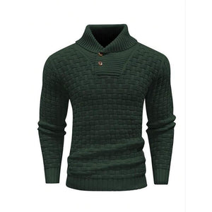 Men's Casual Jacquard Knit Lapel Sweater