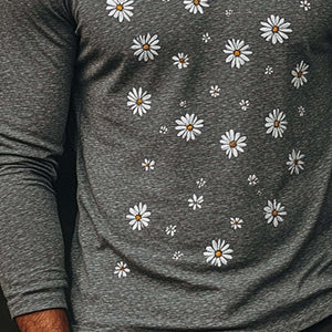 Men's Blended Daisy Embroidered Long-sleeved T-shirt