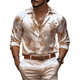Men's Spring And Summer Fashion Retro Floral Printed Satin Long Sleeve Shirt