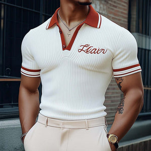 Men's Summer Polo Collar Fashion Knitted Short Sleeve T-Shirt