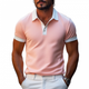 Men's Casual Comfort Cotton Colorblock Lapel Slim Fit Short Sleeve Polo Shirt