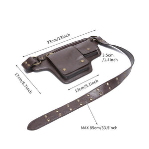 Men's Outdoor Sports Zipper Adjustable Leather Waist Bag