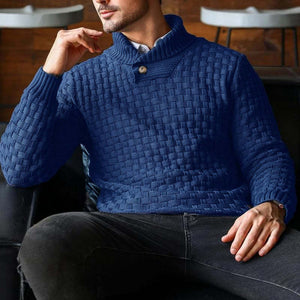 Men's Casual Jacquard Knit Lapel Sweater