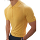 Men's Fashion Casual Bright Color Polo Collar Knitted Short-sleeved T-shirt