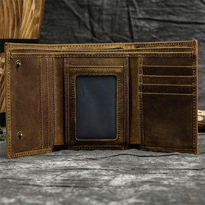 Men's Vintage Trifold Casual Genuine Leather Wallet