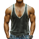 Men's Summer Fashion Personality Leisure Deep V-neck Stitching Suede Tank Top