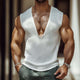 Men's Retro Solid Color Striped Round Neck Tank Top