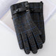 Men's Plaid Plush Warm Touch Screen PU Leather Gloves
